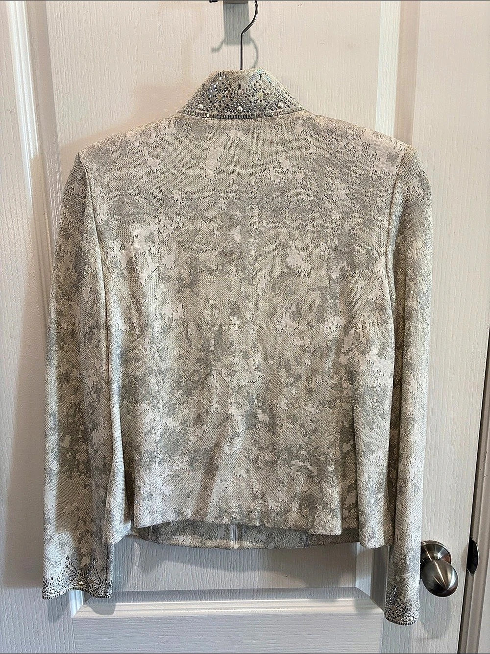 St. John Embellished Zip Jacket in Silver Size 10 Like New - Picture 4 of 4